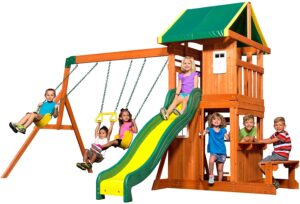 小院子的最佳秋千套装 Backyard Discovery Oakmont All Cedar Wood Playset Swing 