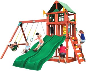 最佳多用途秋千套装 Gorilla Playsets Deluxe Wooden Swing Set 